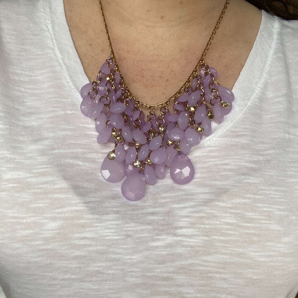 Purple Statement Necklace - Natasha